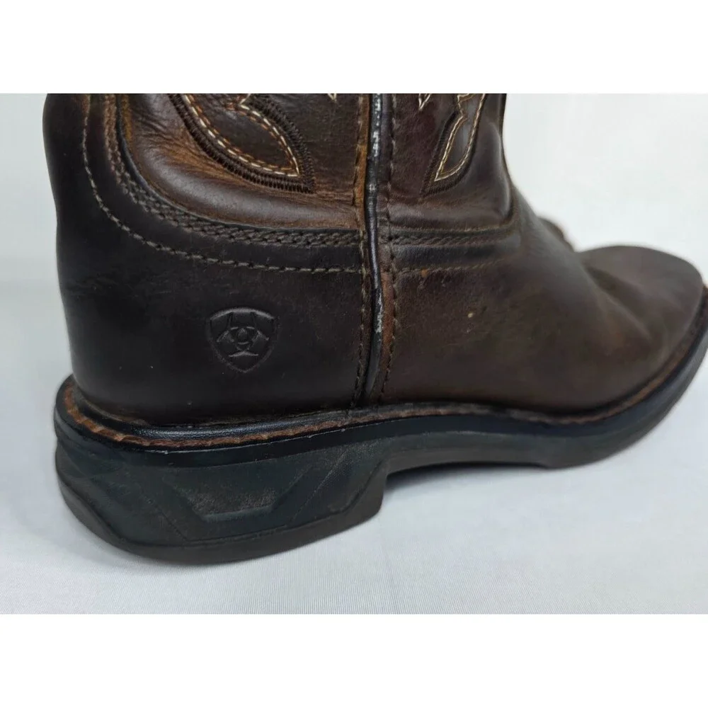 Ariat Kids WorkHog XT Coil Square Toe Western Work Boots Brown Leather Size 2
